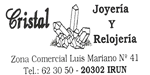 JOYERIA CRISTAL - ZONA COMERIAL LUIS MARIANO, 41 - TELF: 62.30.50 - IRUN