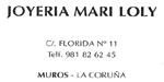 JOYERIA MARY LOLY - C/ FLORIDA, 11 - TELF: 981 82.62.45 - MUROS